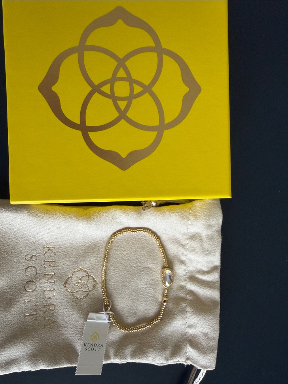 Kendra Scott Gold Beaded Bracelet with Iridescent Oval Stone